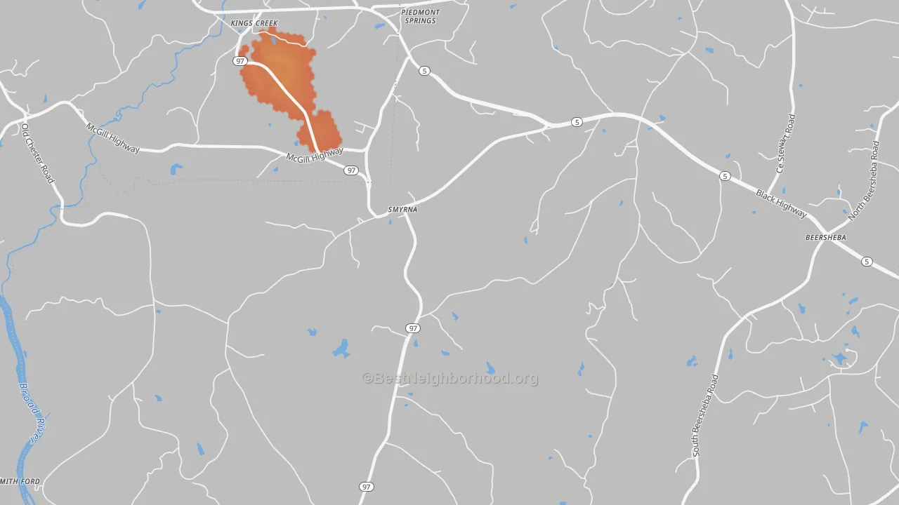 Bike Grade map of 29743, SC