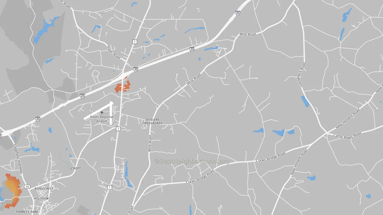 Bike Grade map of 29805, SC