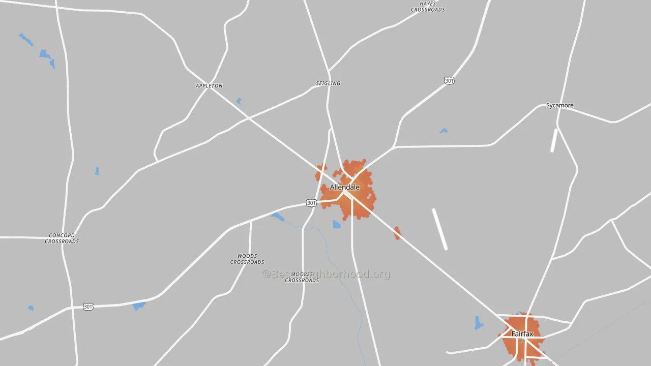 Bike Grade map of 29810, SC