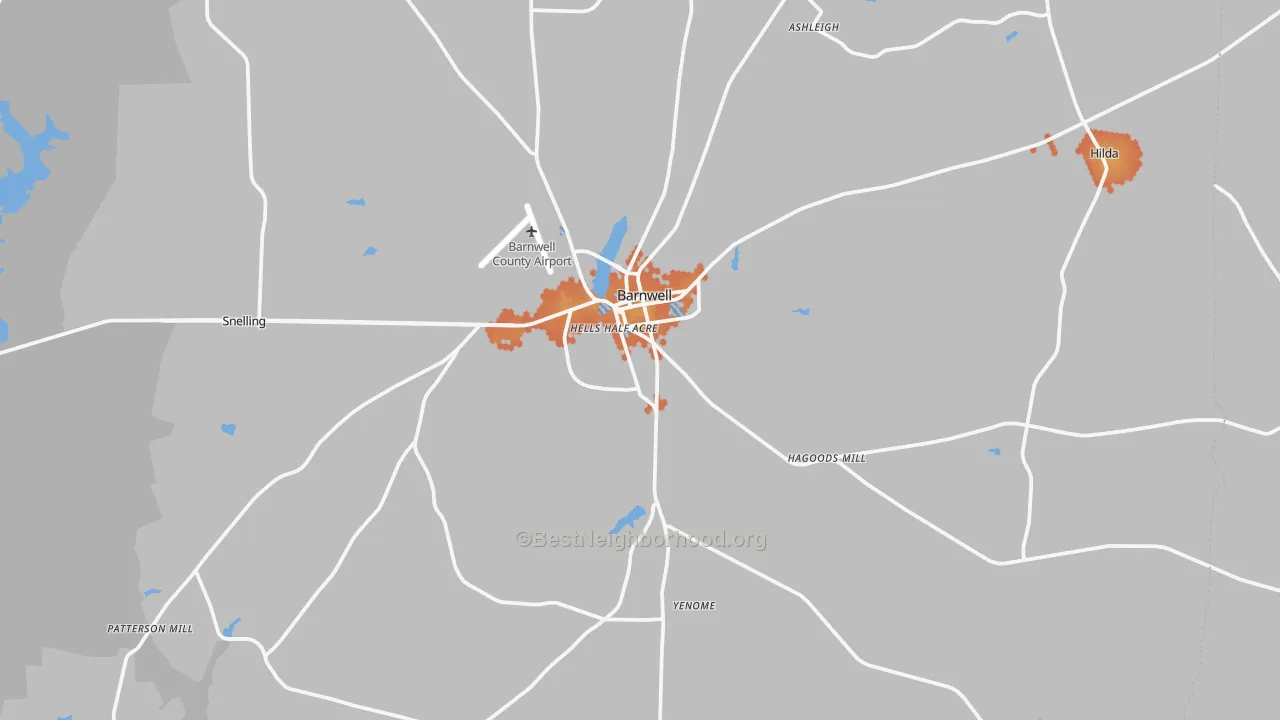 Bike Grade map of 29812, SC