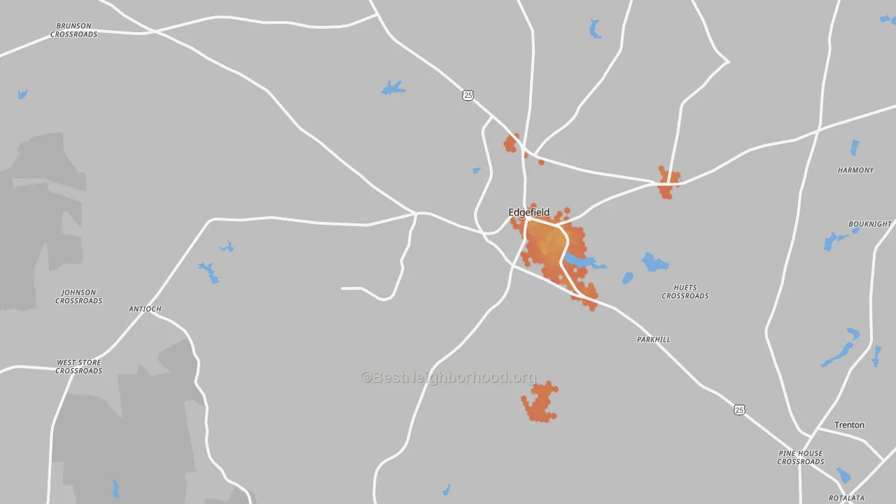 Bike Grade map of 29824, SC