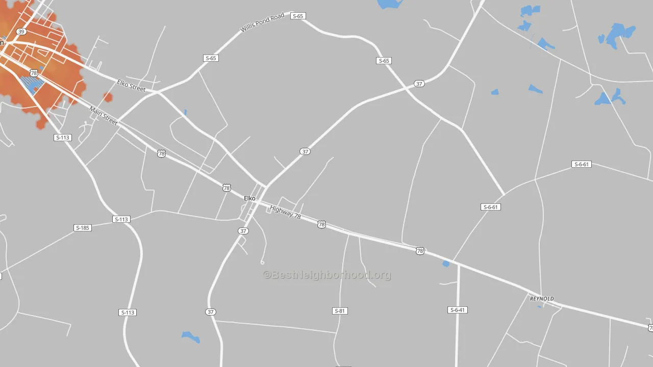 Bike Grade map of 29826, SC