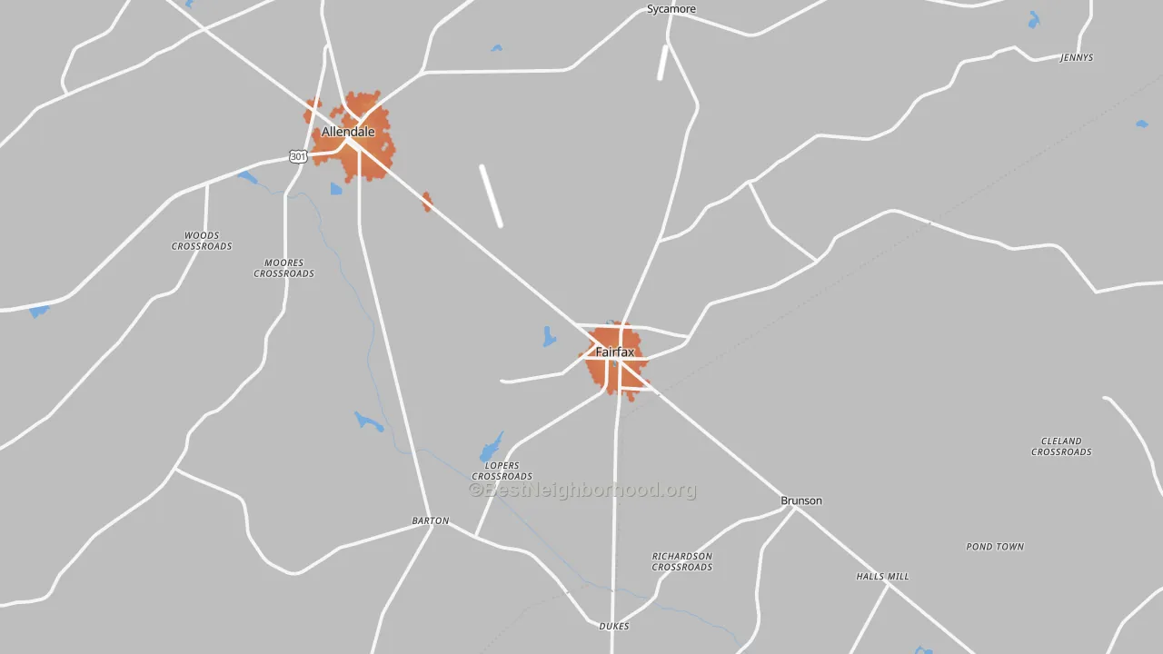 Bike Grade map of 29827, SC