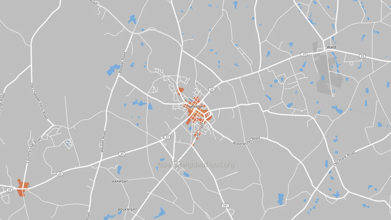 Bike Grade map of 29832, SC