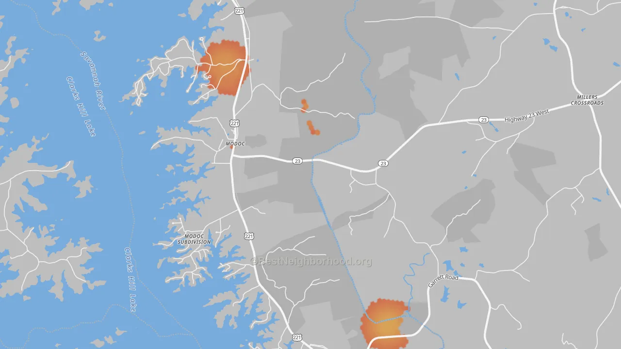 Bike Grade map of 29838, SC