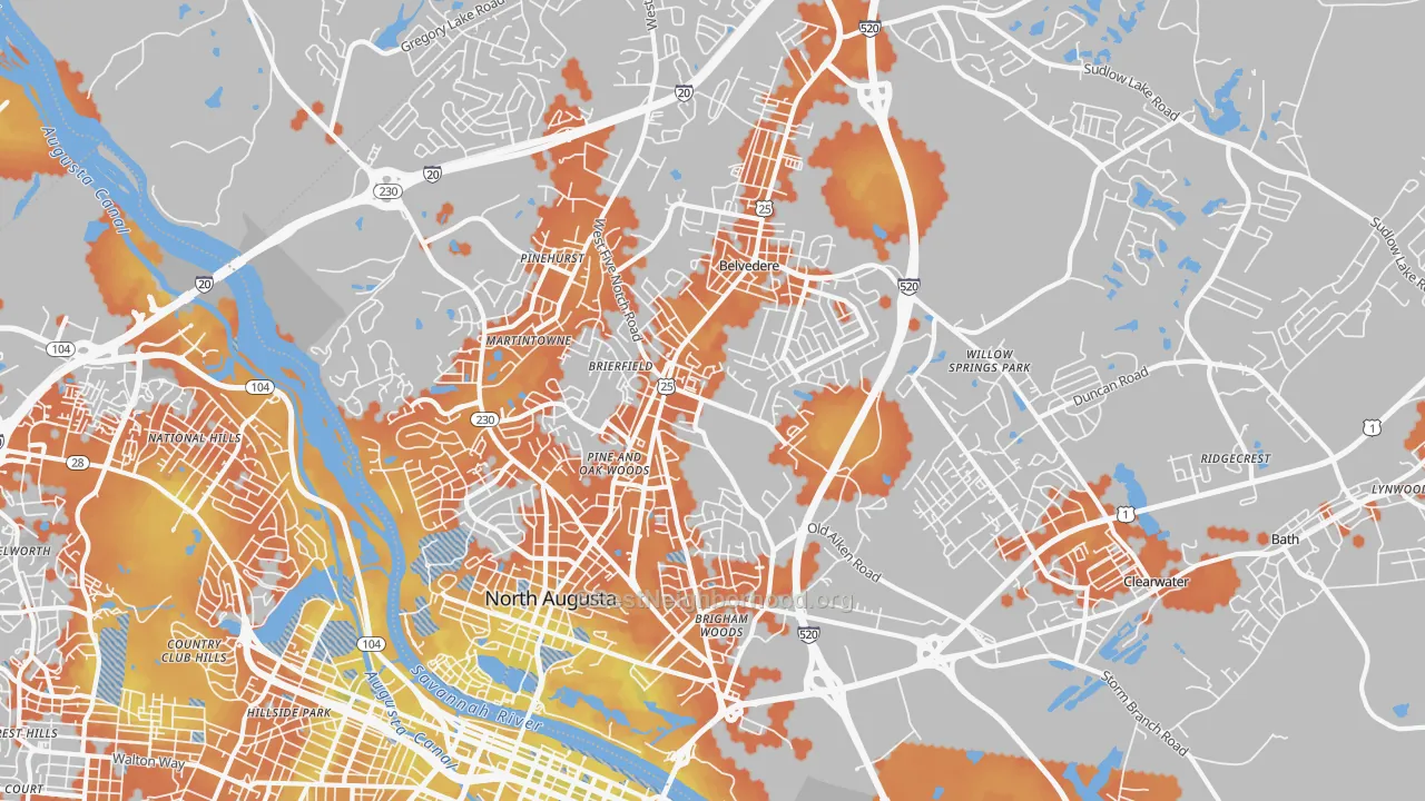 Bike Grade map of 29841, SC