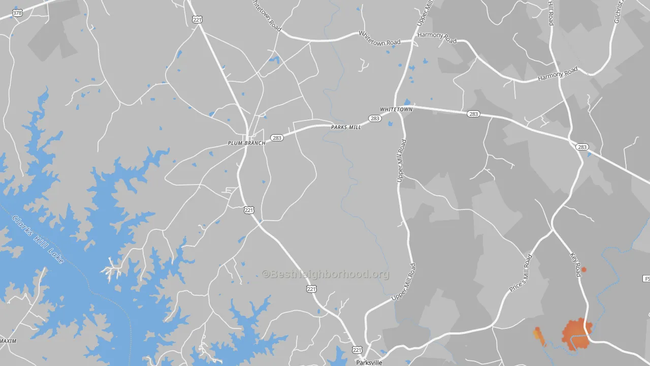 Bike Grade map of 29845, SC