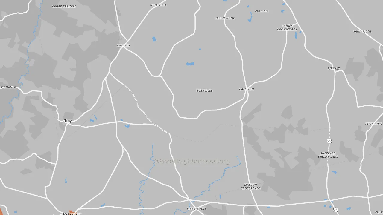 Bike Grade map of 29848, SC