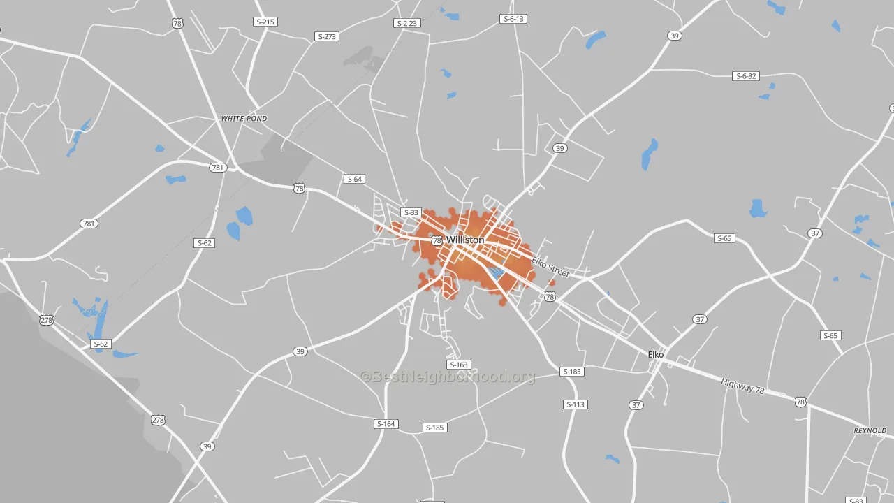 Bike Grade map of 29853, SC