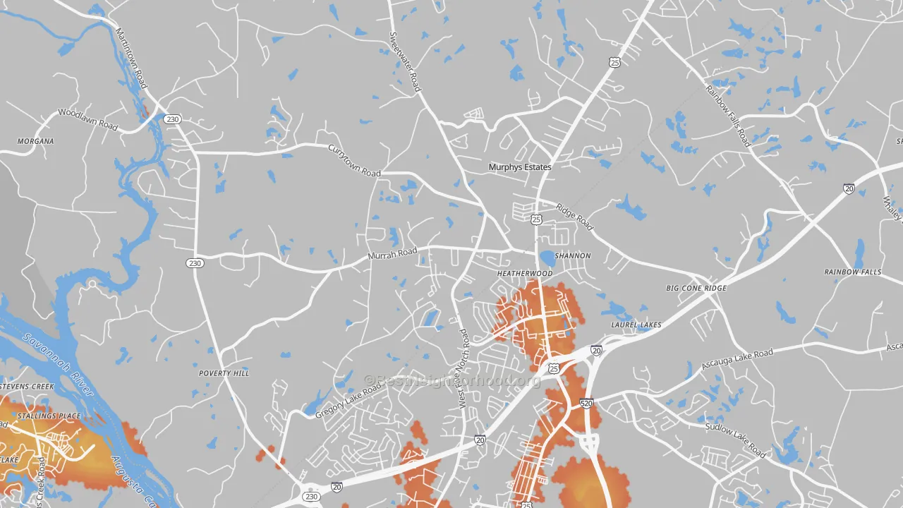 Bike Grade map of 29860, SC