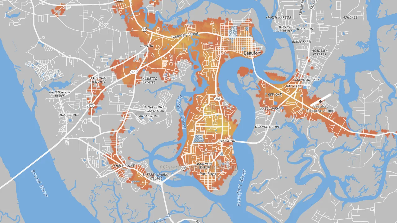 Bike Grade map of 29902, SC