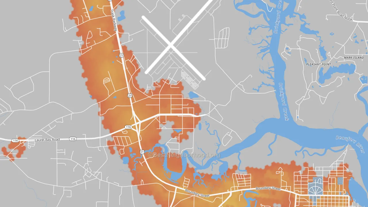 Bike Grade map of 29904, SC
