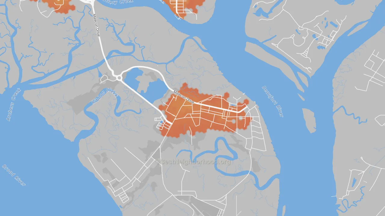 Bike Grade map of 29905, SC