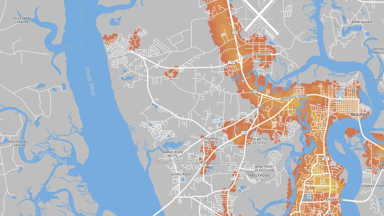 Bike Grade map of 29906, SC