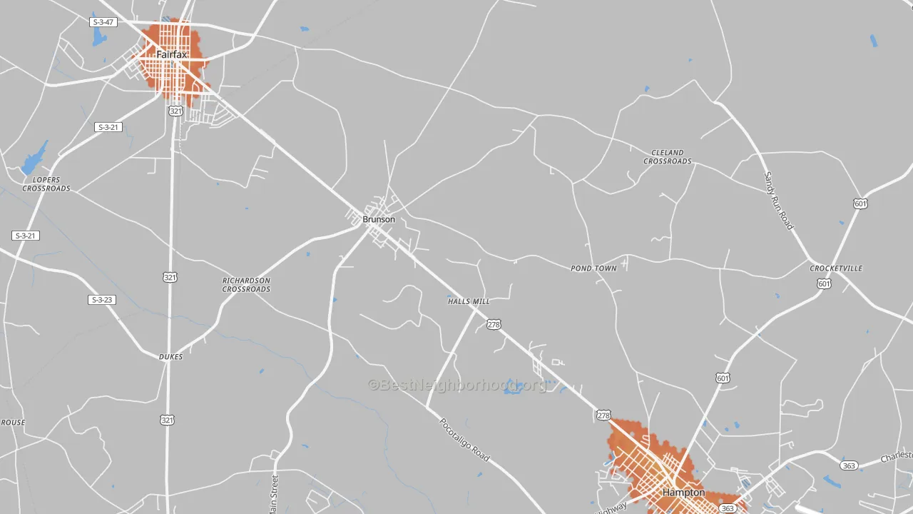 Bike Grade map of 29911, SC