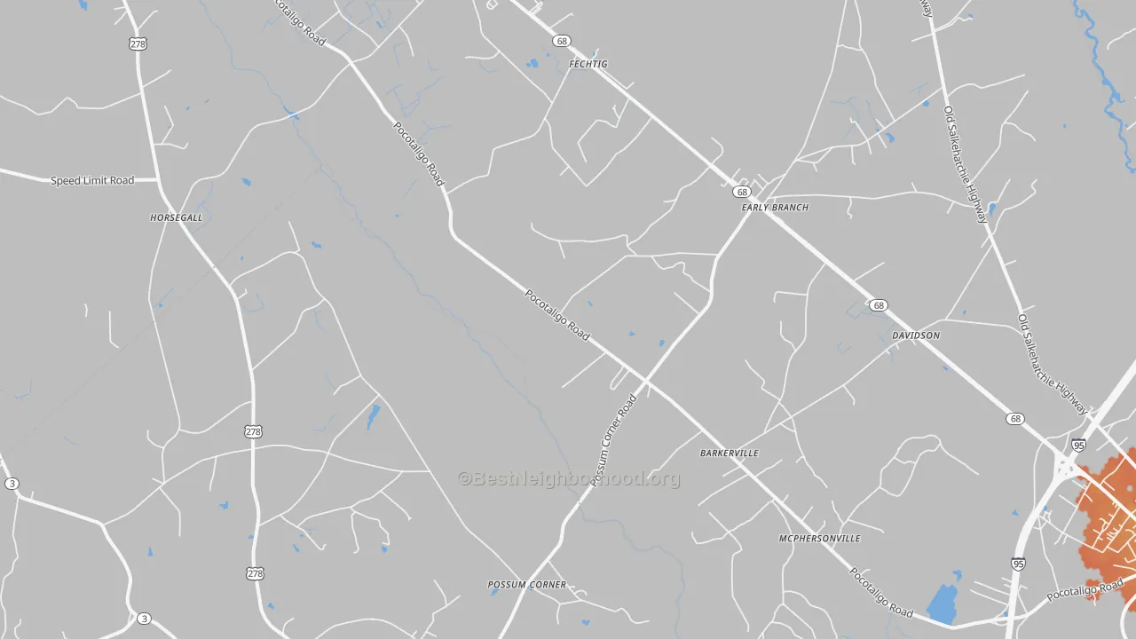 Bike Grade map of 29916, SC