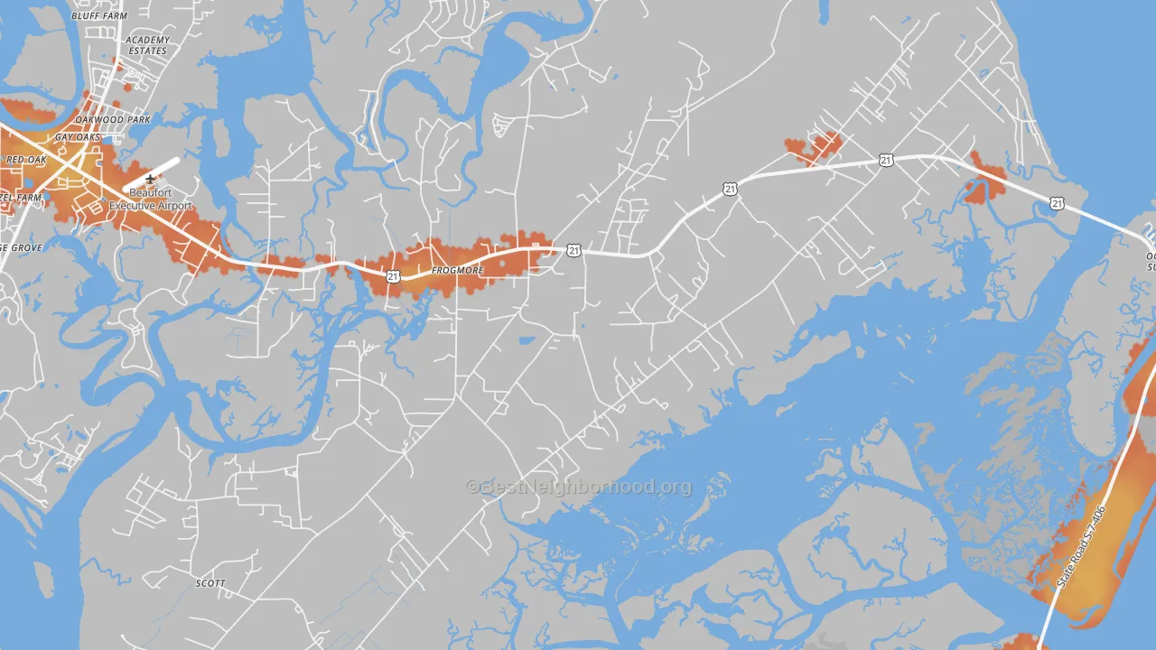 Bike Grade map of 29920, SC