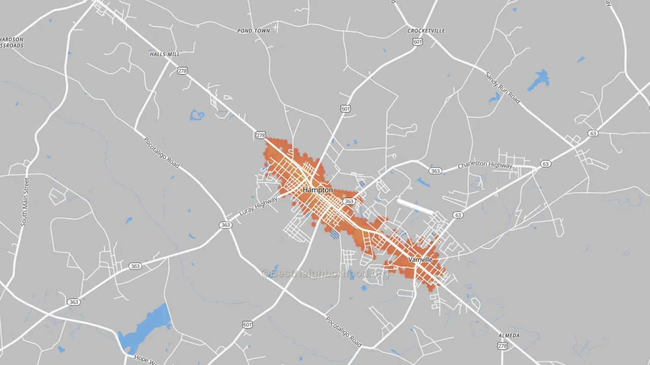 Bike Grade map of 29924, SC