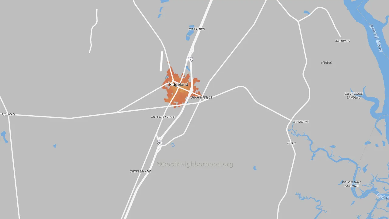 Bike Grade map of 29936, SC