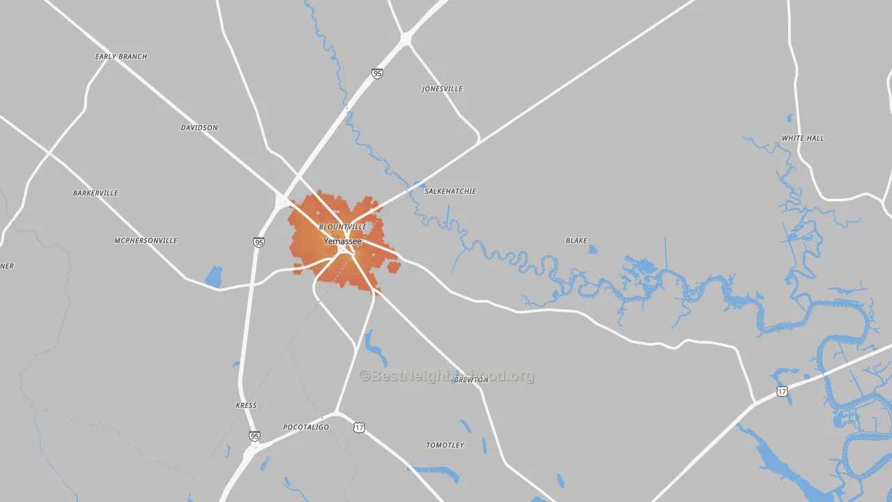 Bike Grade map of 29945, SC