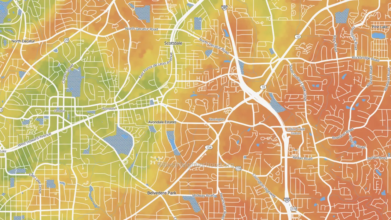 Bike Grade map of 30002, GA