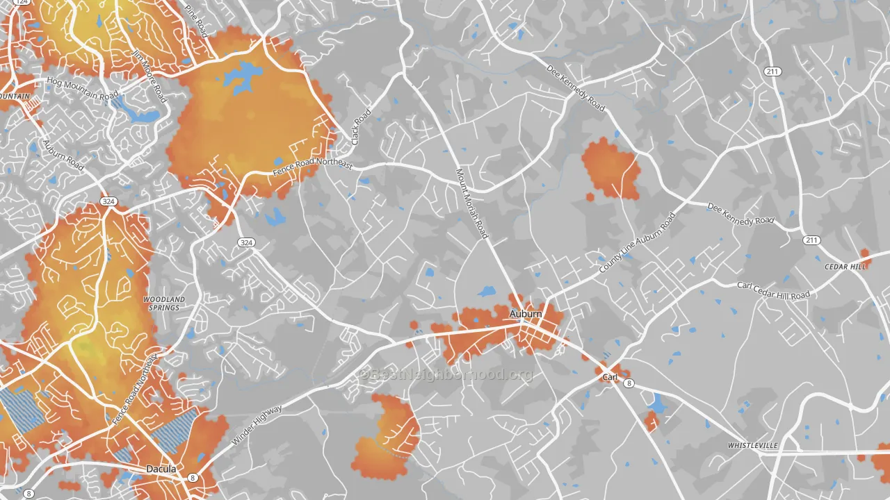 Bike Grade map of 30011, GA