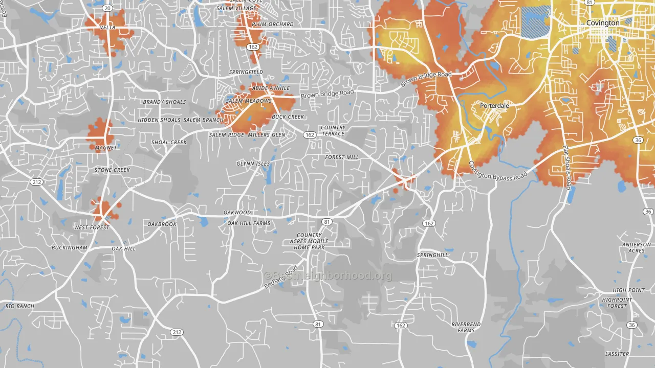 Bike Grade map of 30016, GA
