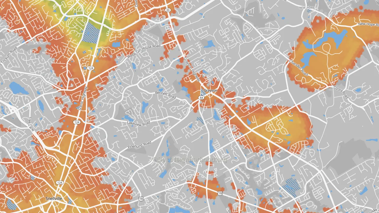 Bike Grade map of 30017, GA