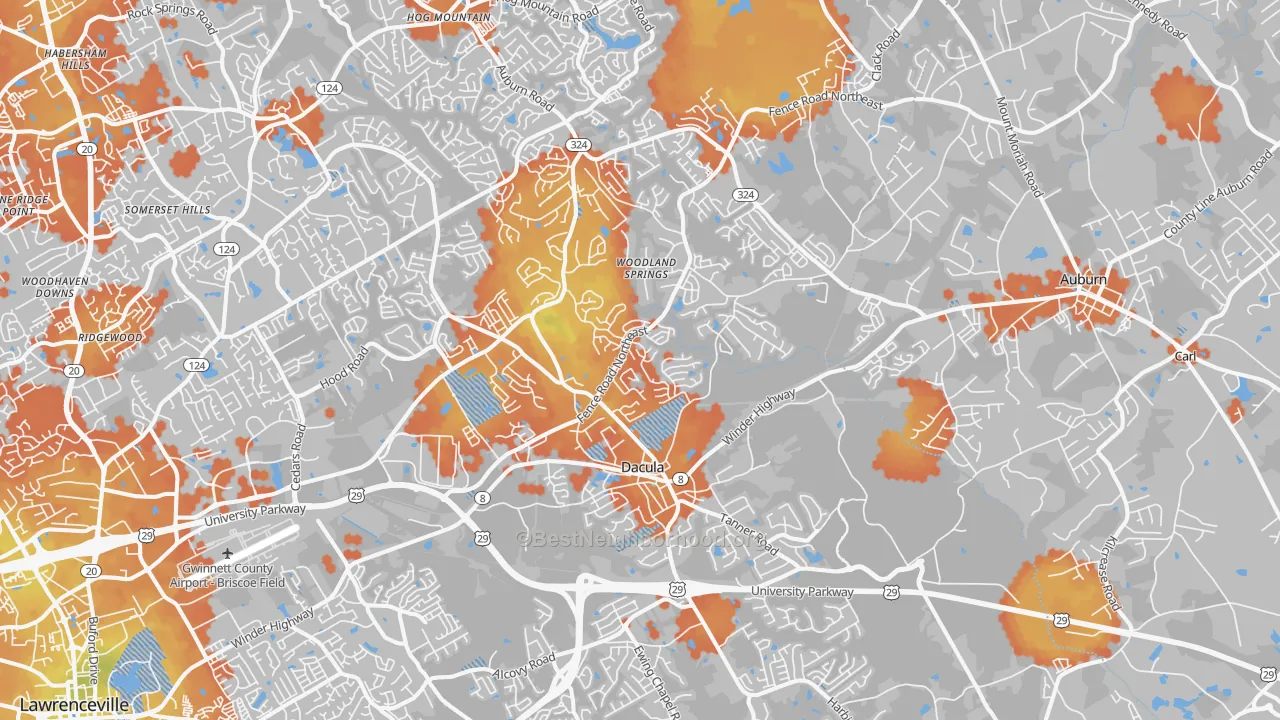 Bike Grade map of 30019, GA