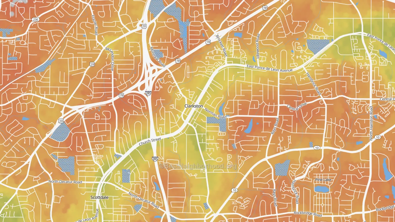 Bike Grade map of 30021, GA