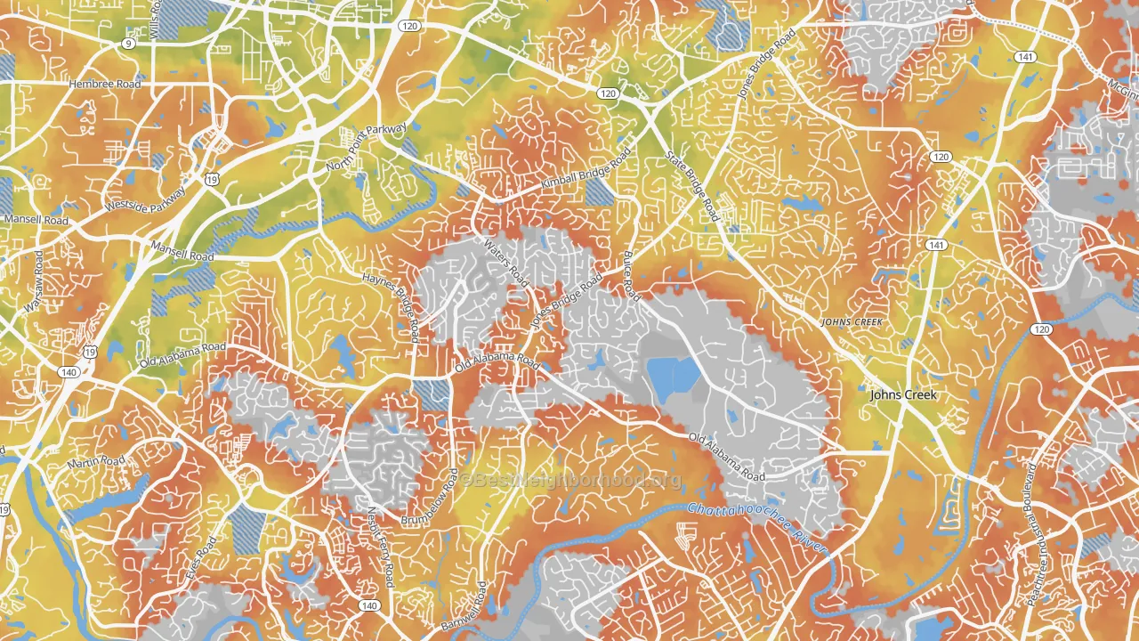 Bike Grade map of 30022, GA