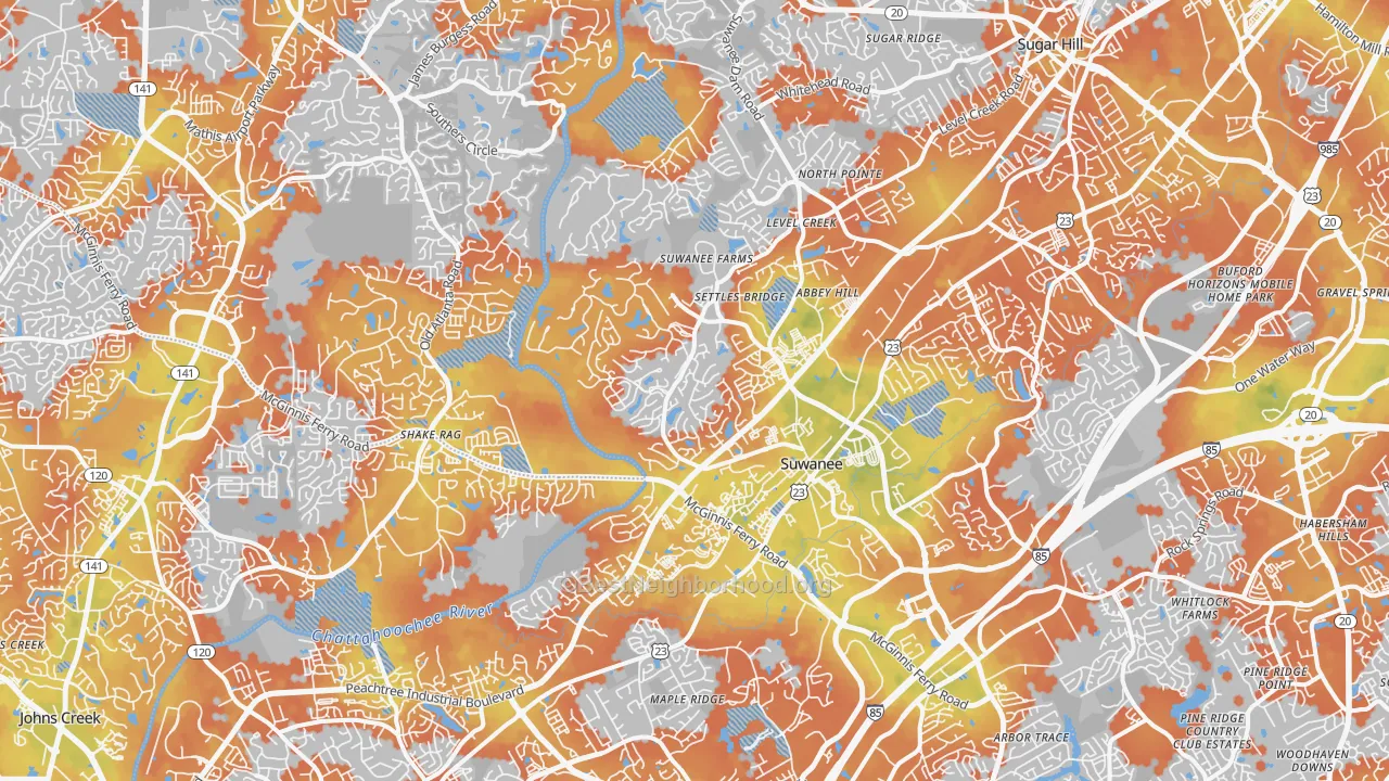 Bike Grade map of 30024, GA