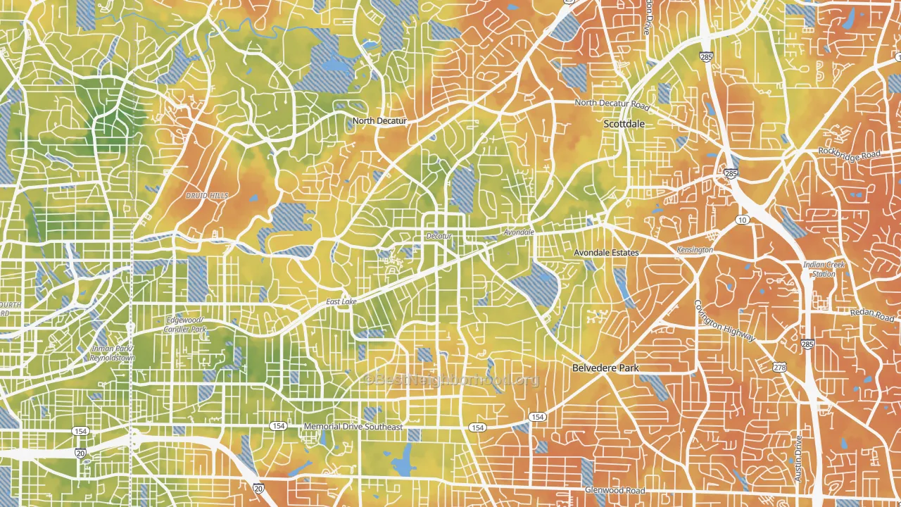 Bike Grade map of 30030, GA
