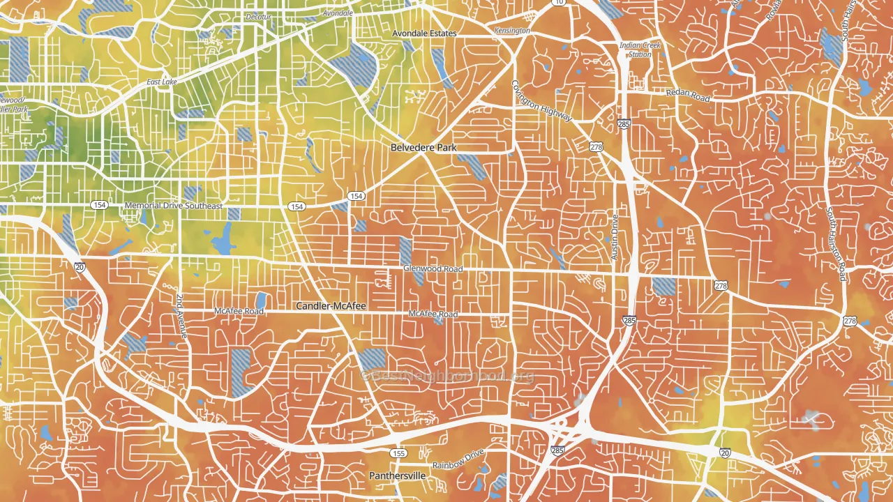 Bike Grade map of 30032, GA