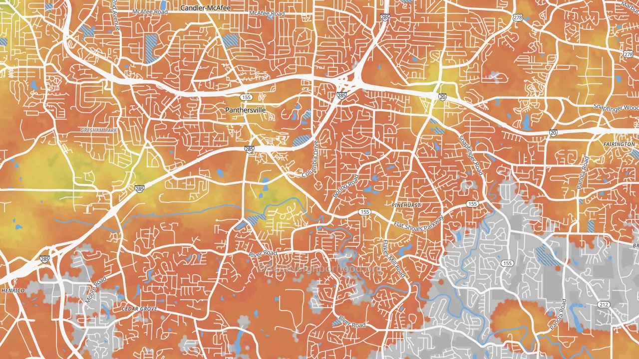 Bike Grade map of 30034, GA