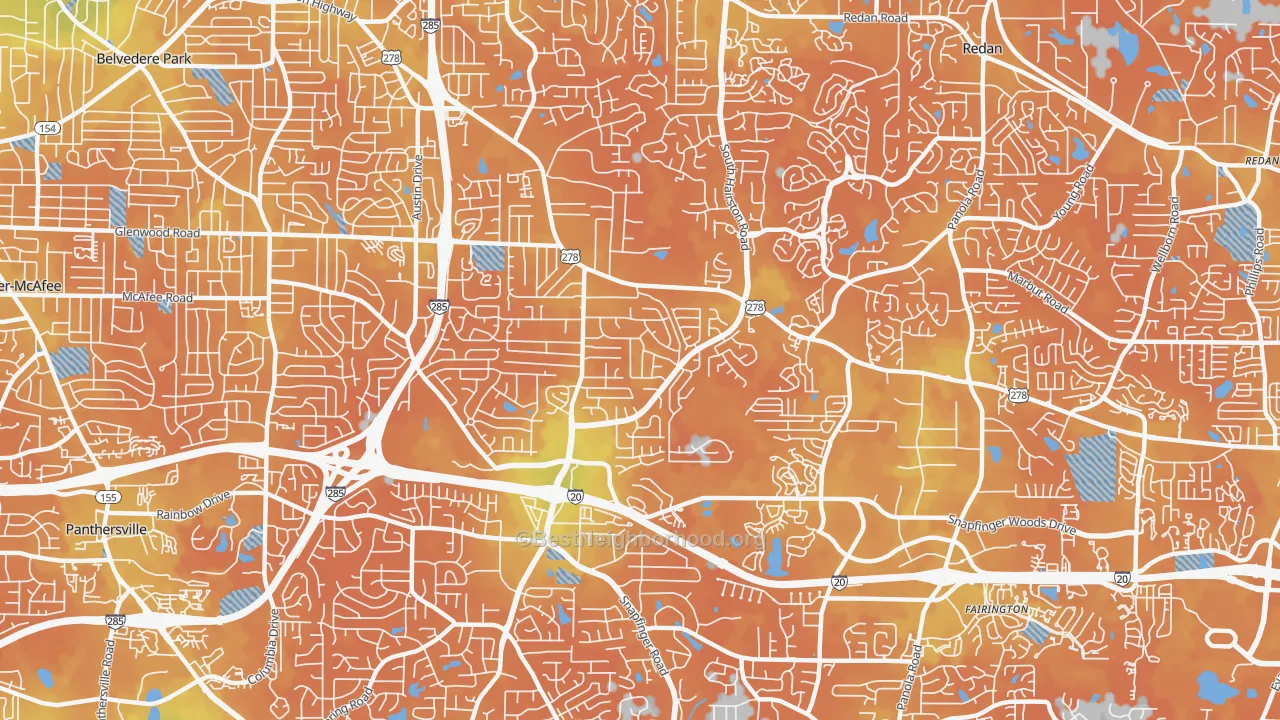 Bike Grade map of 30035, GA