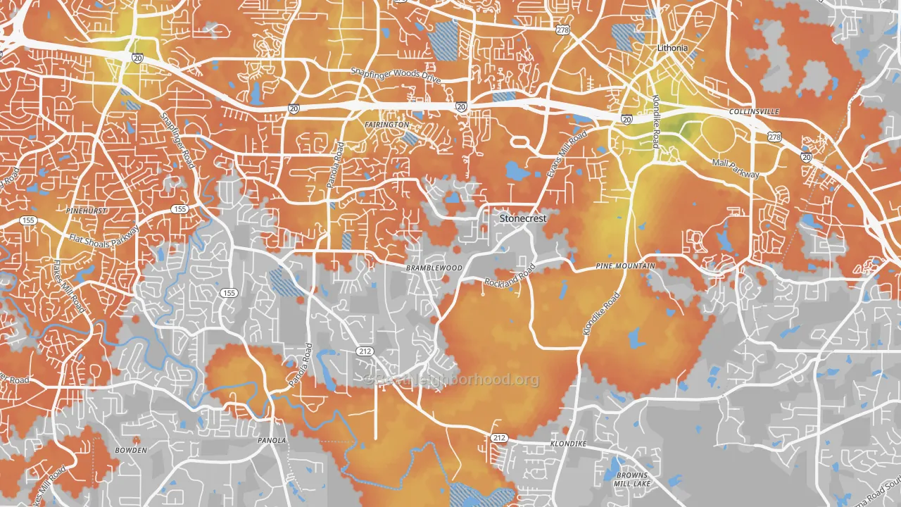 Bike Grade map of 30038, GA