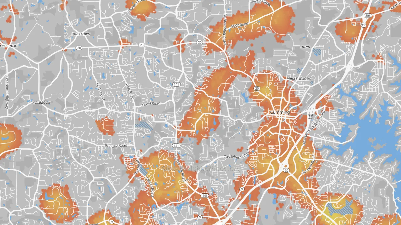 Bike Grade map of 30040, GA
