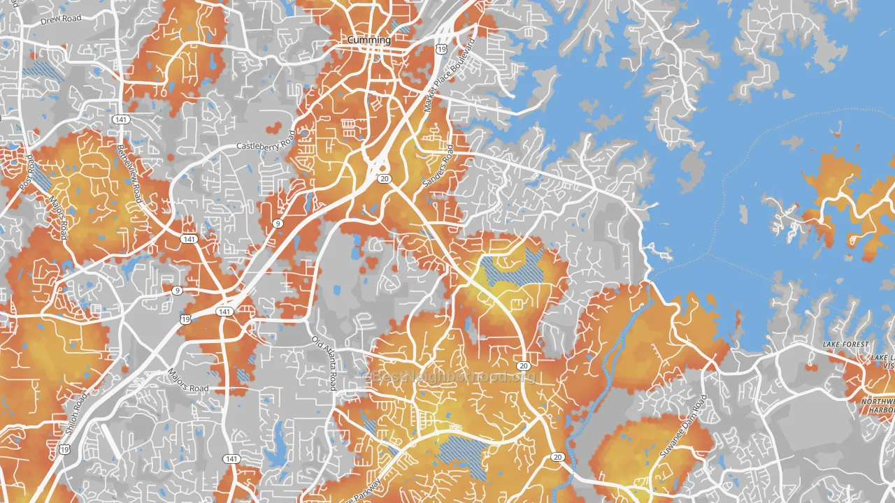 Bike Grade map of 30041, GA