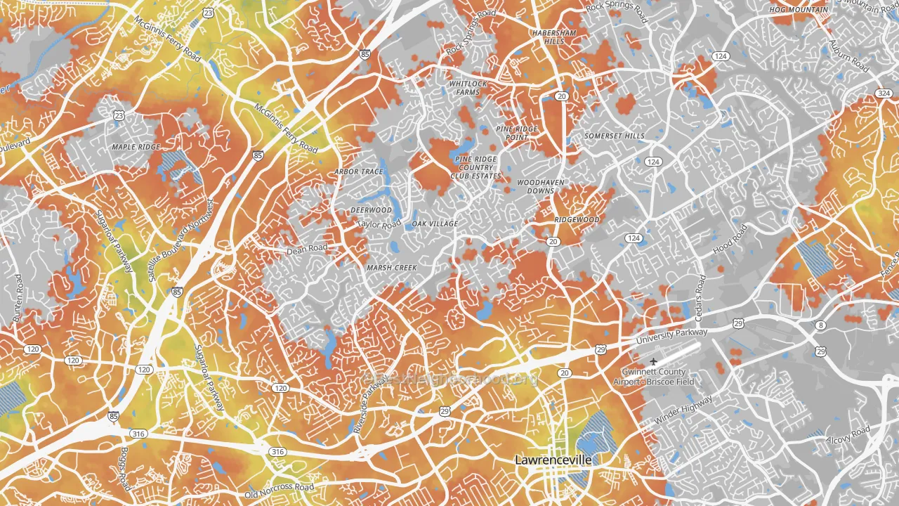 Bike Grade map of 30043, GA