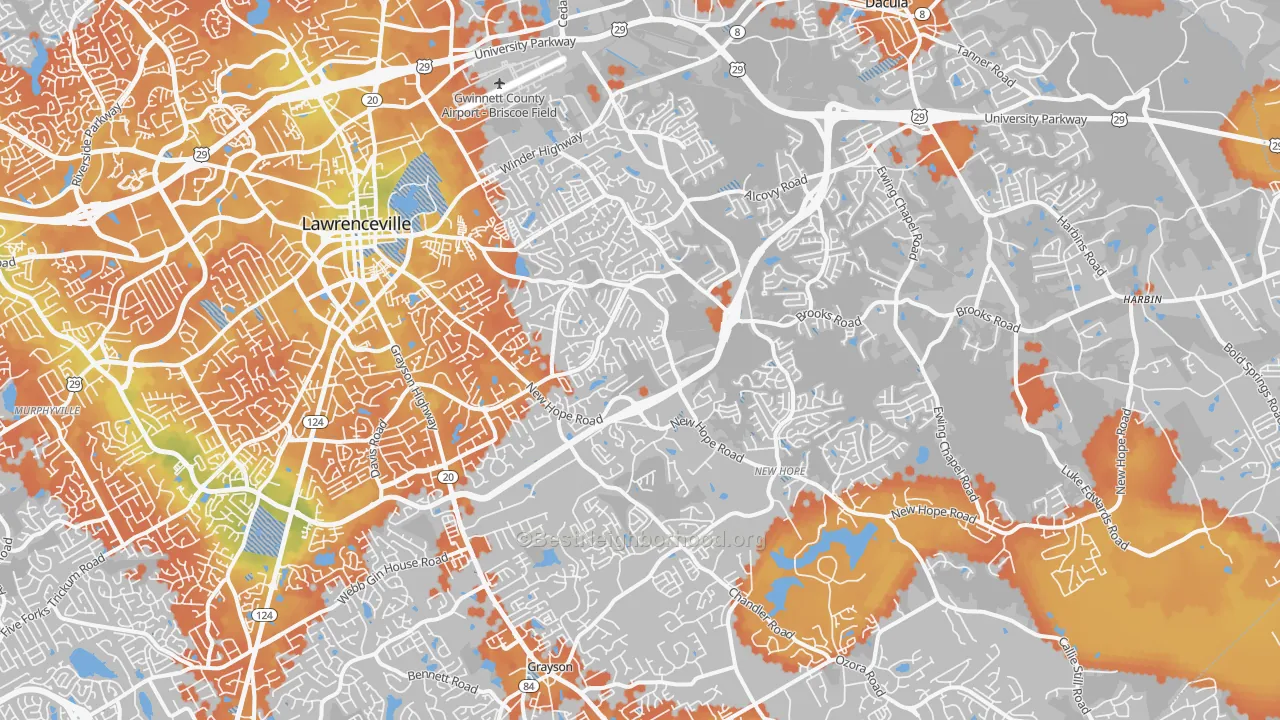 Bike Grade map of 30045, GA