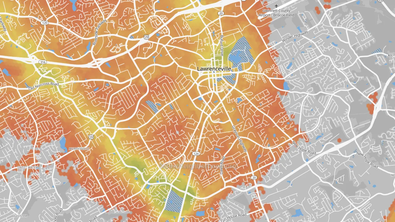Bike Grade map of 30046, GA
