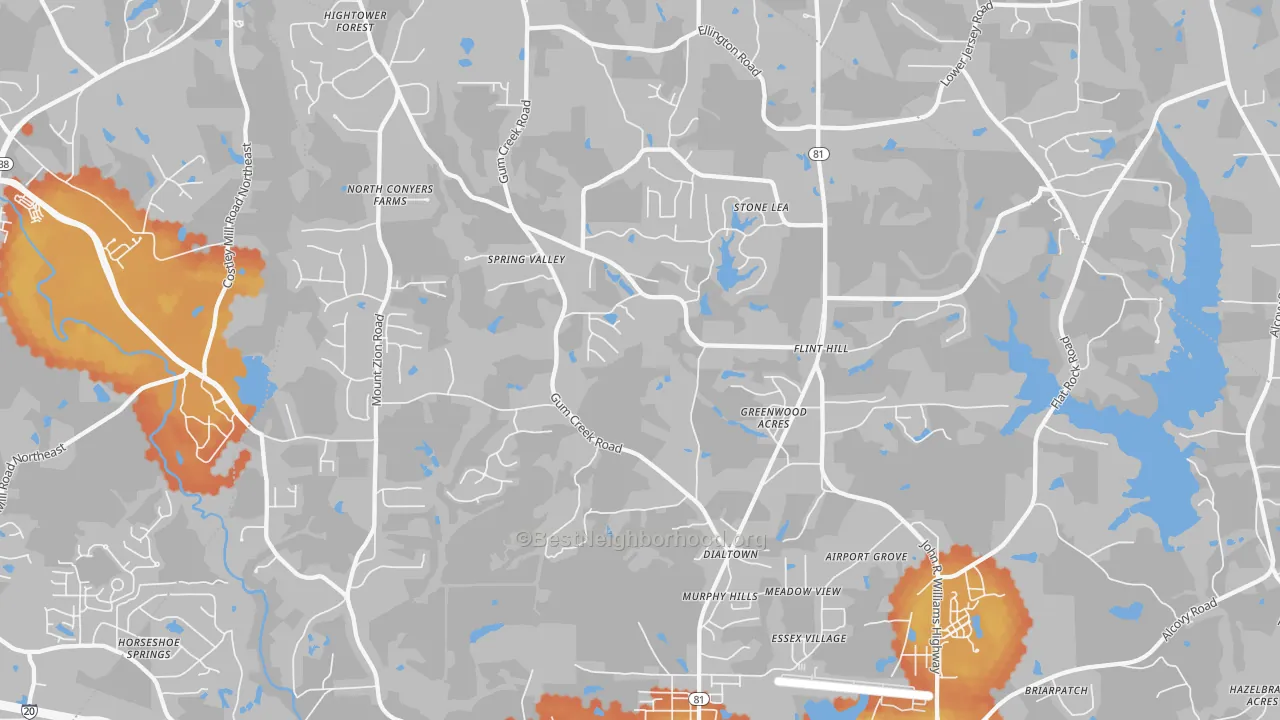 Bike Grade map of 30054, GA