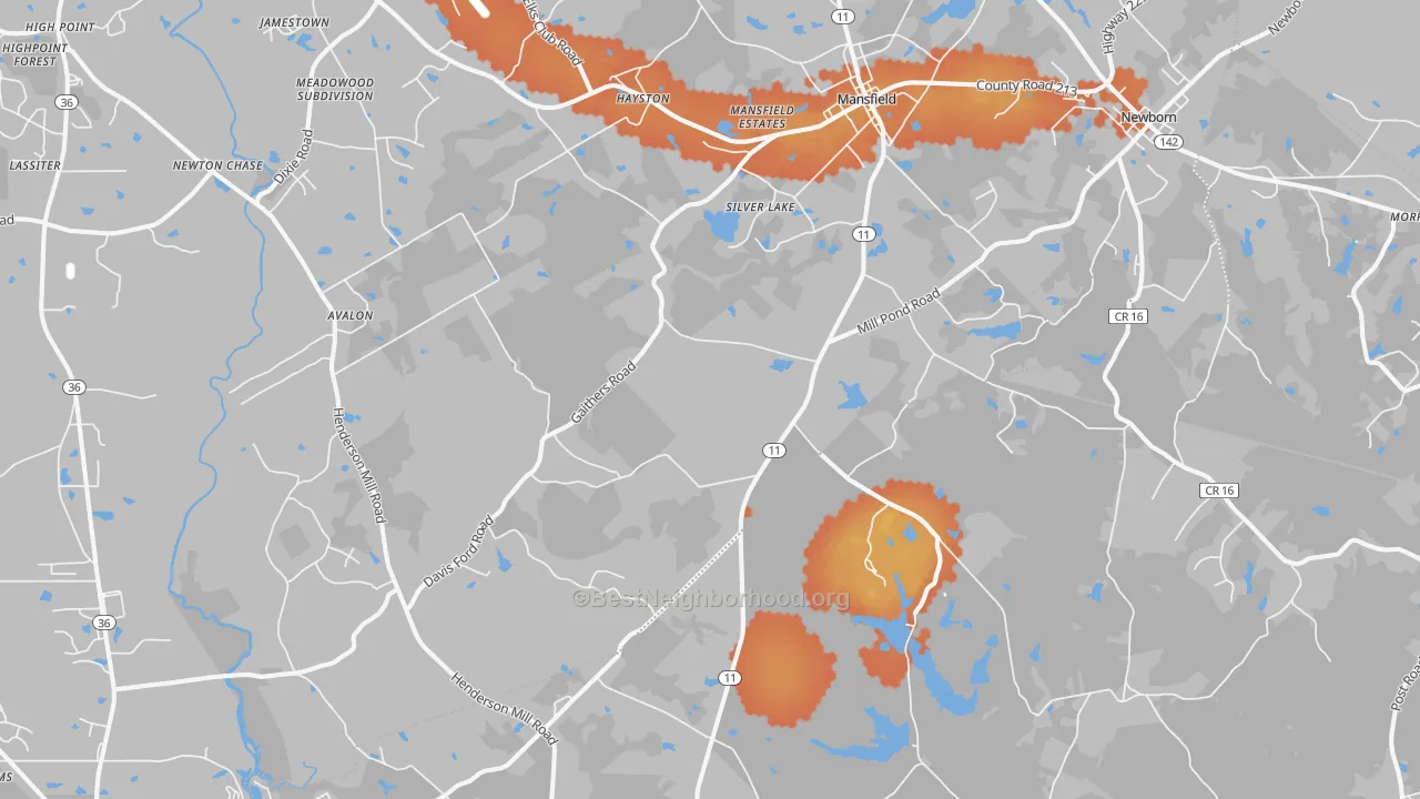 Bike Grade map of 30055, GA
