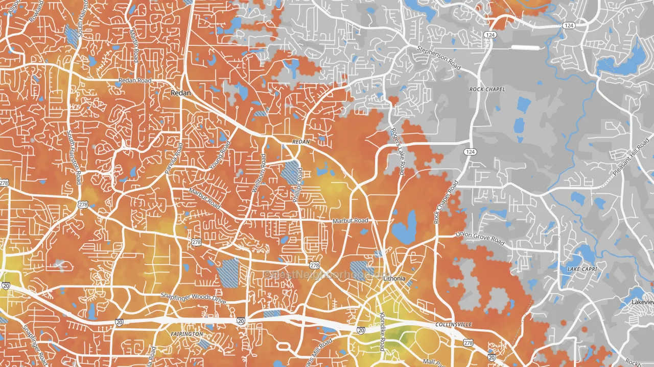 Bike Grade map of 30058, GA