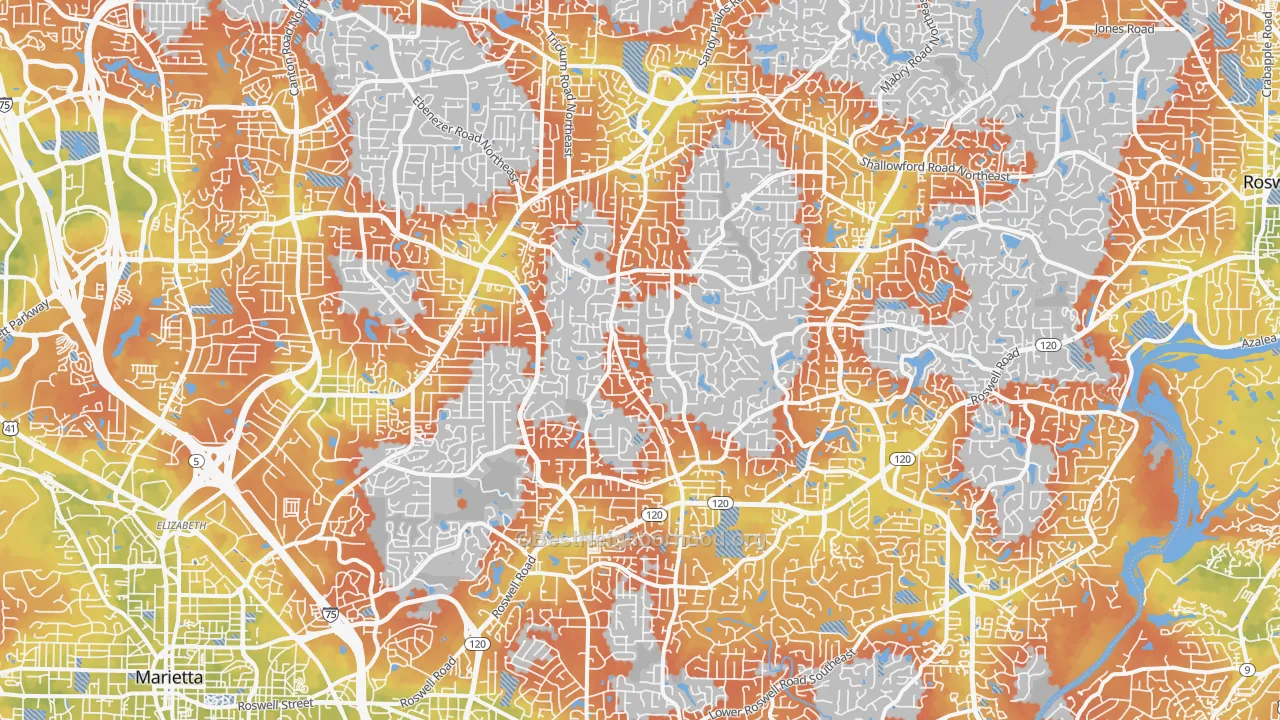 Bike Grade map of 30062, GA