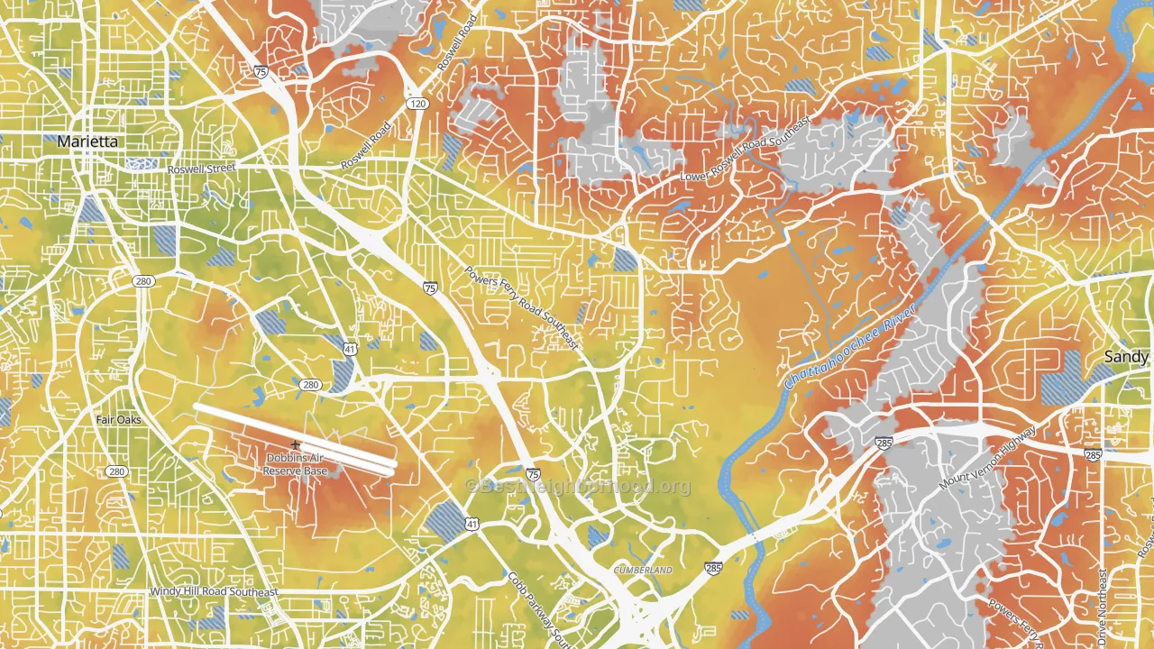 Bike Grade map of 30067, GA