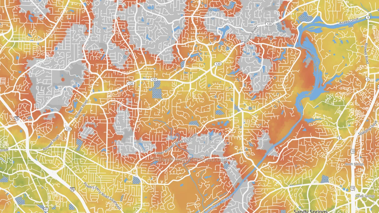 Bike Grade map of 30068, GA
