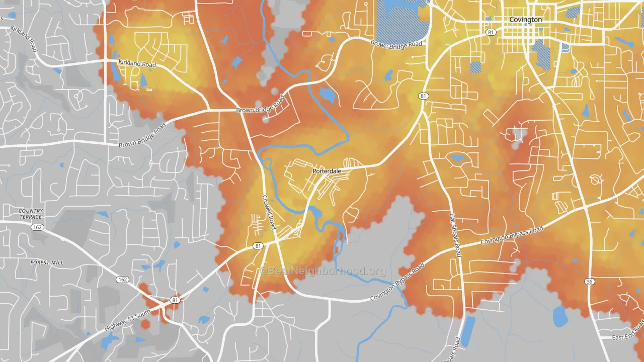 Bike Grade map of 30070, GA