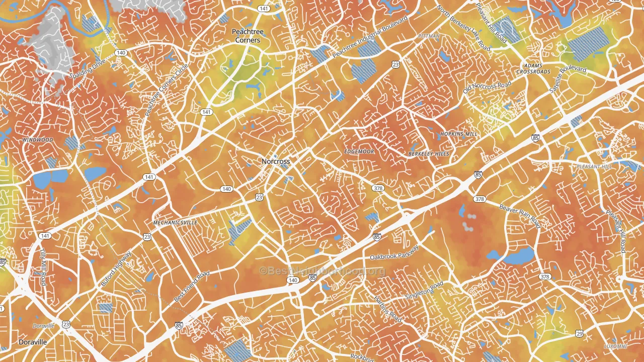 Bike Grade map of 30071, GA